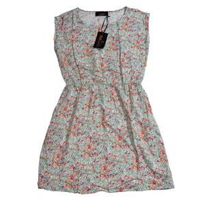 Red Hanger Womens Blouson Sundress Summer Sleeveless Floral Pink Short Small